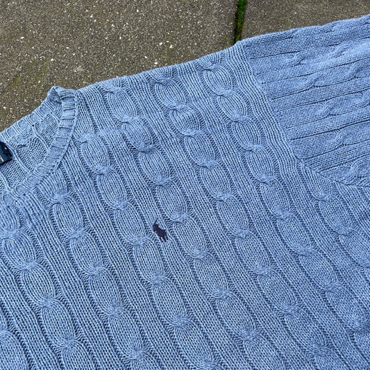 Blue Polo Ralph Lauren Cable Knit Sweater - L