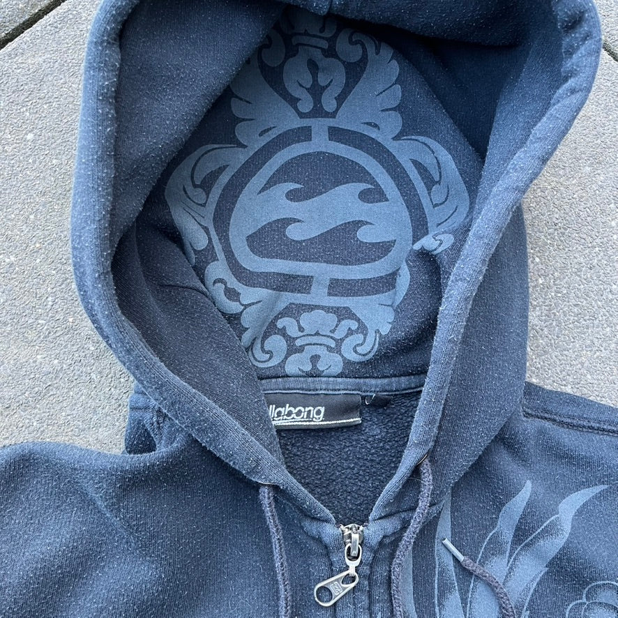 Vintage Black Billabong Zip Hoodie - M