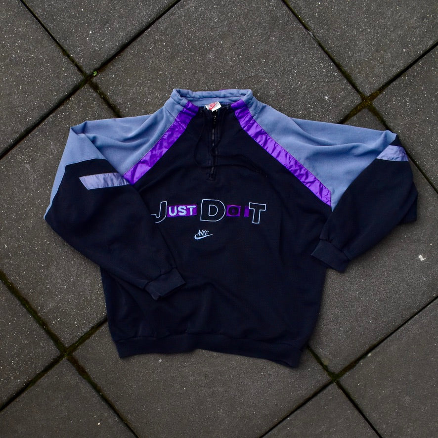 Vintage Blue Nike Half Zip Sweater - L