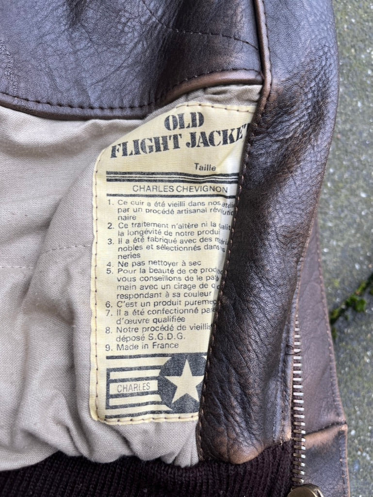 Vintage Brown Faded Chevignon Leather Jacket - L
