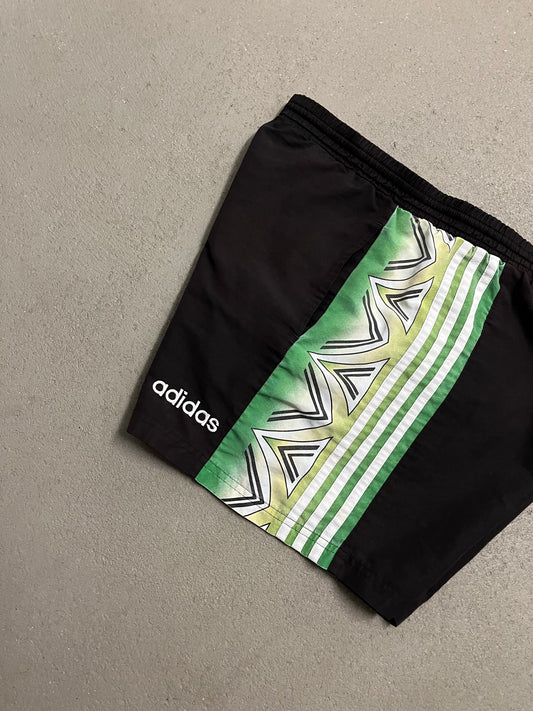 Vintage 90s Black Green Adidas Shorts - L