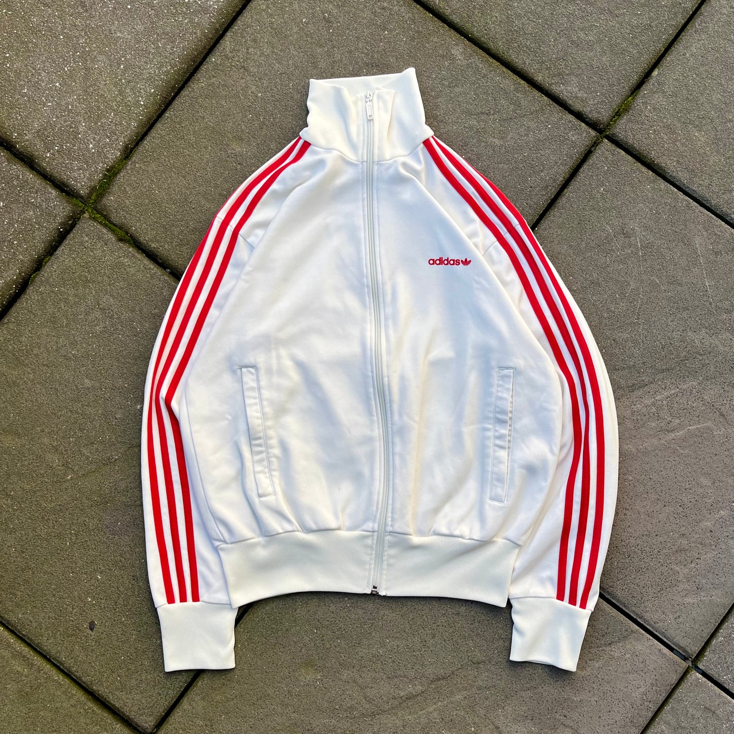 Vintage White Red Adidas Track Jacket - M