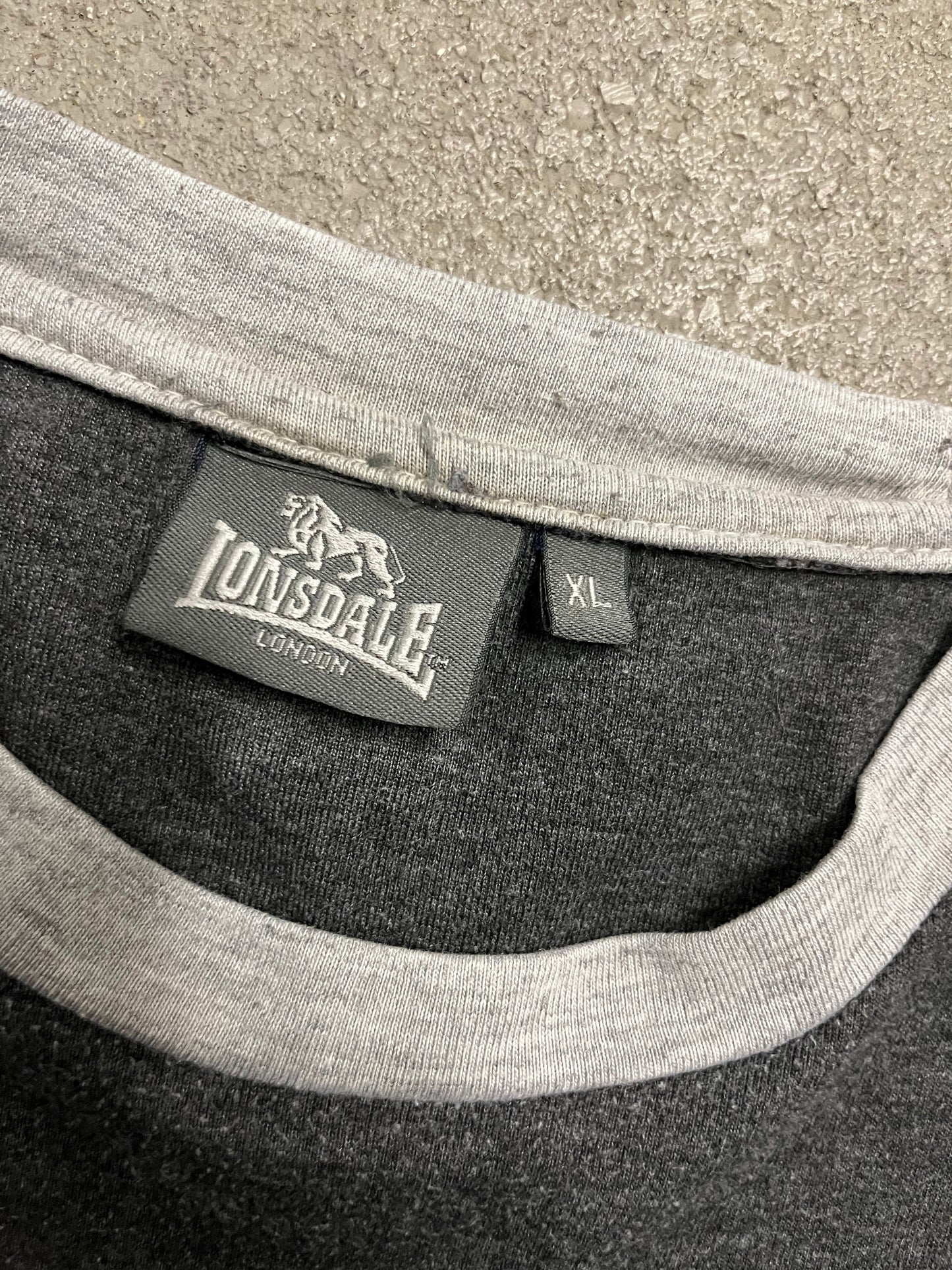 Vintage Grey Lonsdale Ringer Tee - L