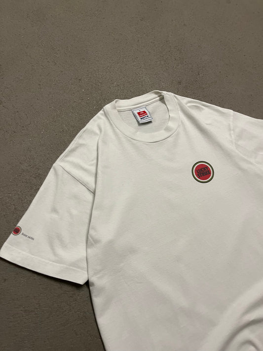 Vintage White Hanes Beefy Lucky Strike Tee - L