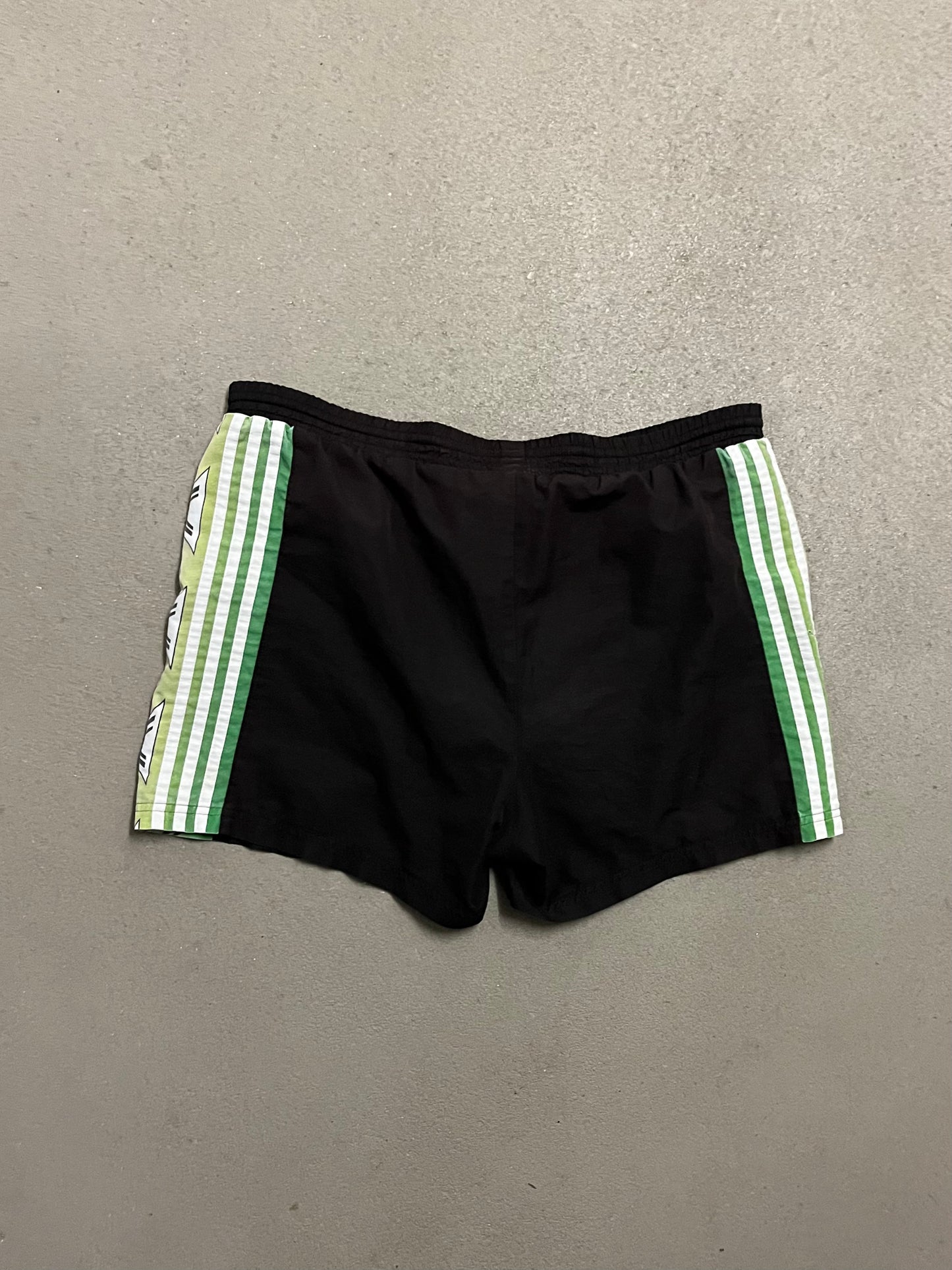 Vintage 90s Black Green Adidas Shorts - L