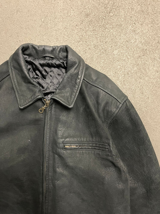 Vintage Black Buffalo Leather Jacket - XL