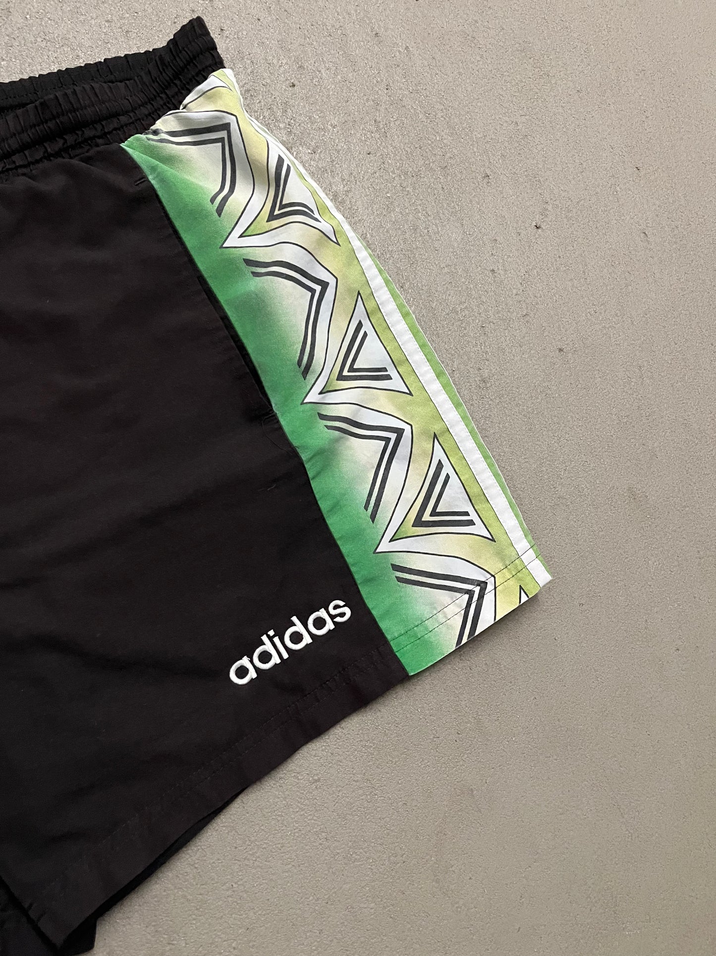 Vintage 90s Black Green Adidas Shorts - L