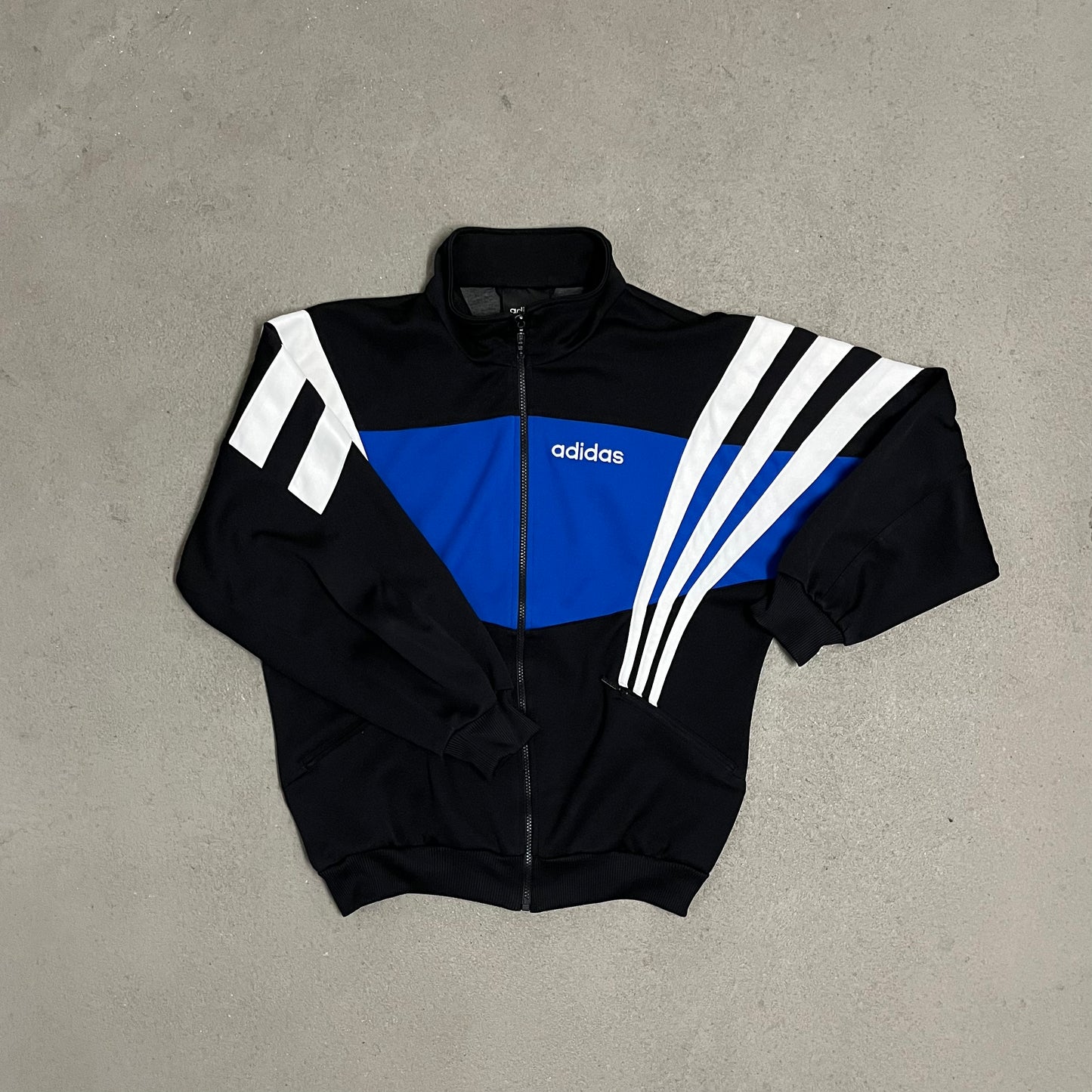Vintage 90s Black Blue Adidas Track Jacket - M