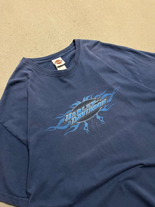 Vintage 2005 Blue Faded Harley Davidson Hamburg Tee - XL