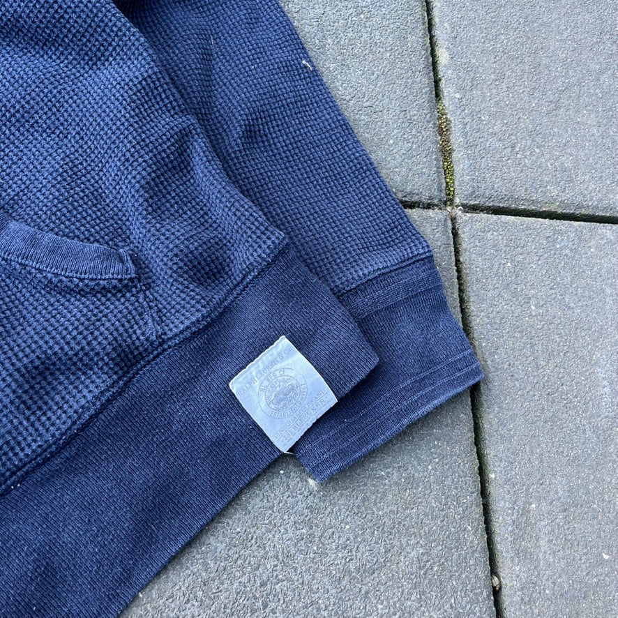 Blue Ralph Lauren Waffle Knit Zip Hoodie - L