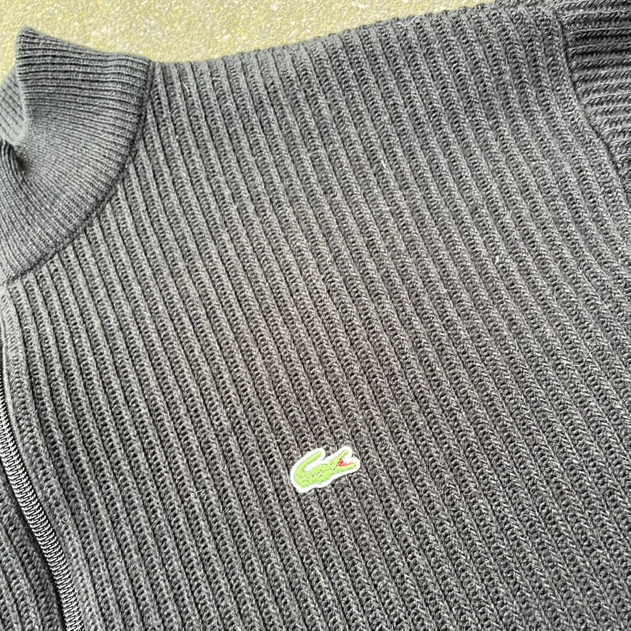 Vintage Black Lacoste Knit Zip Up - M