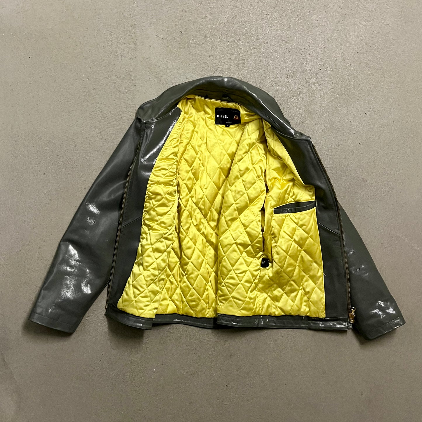 Vintage Y2K Green Diesel Flight Leather Jacket - M