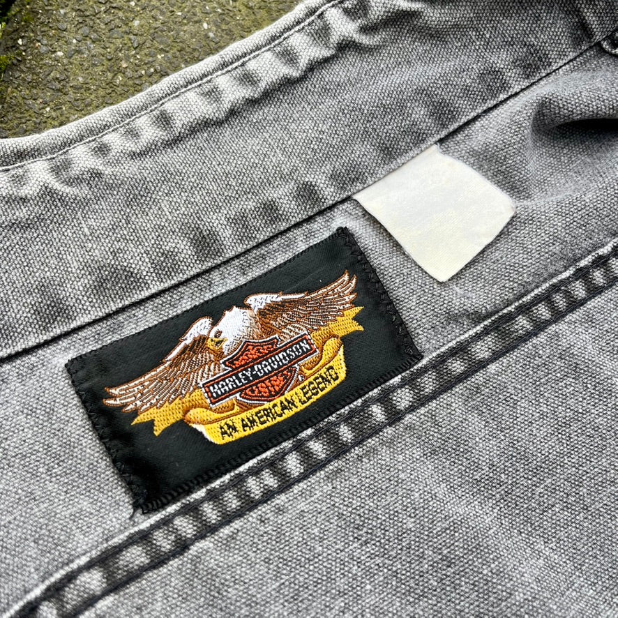 Vintage Black Faded Harley Davidson Cut Off Shirt - L