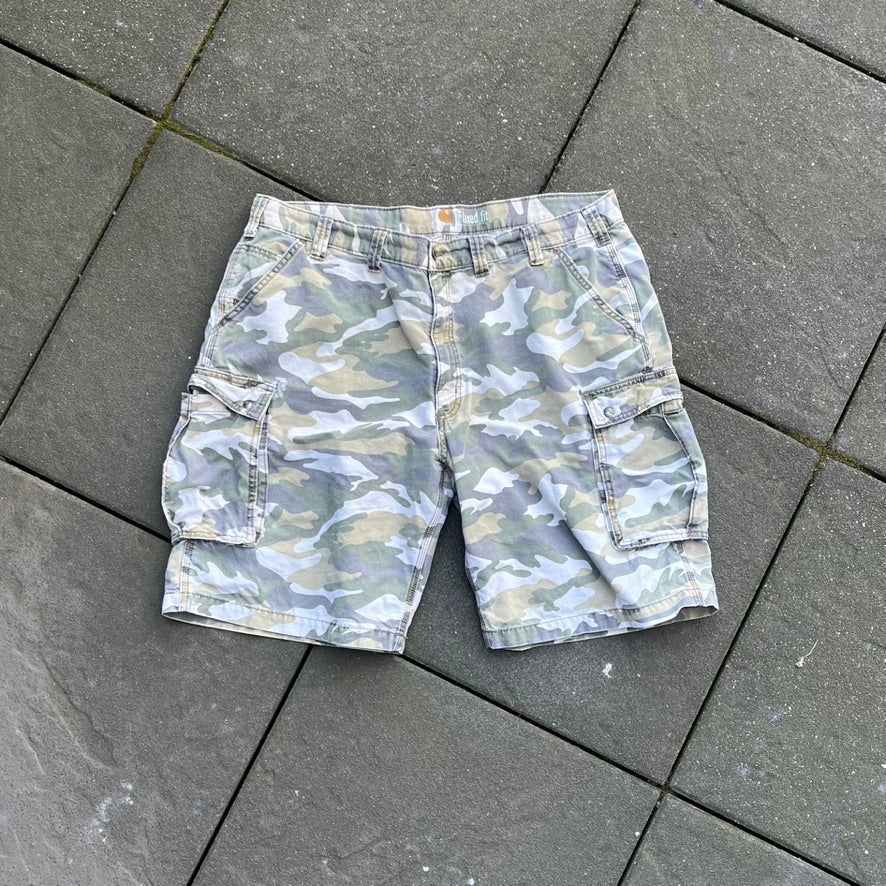 Green Camo Faded Carhartt Shorts - 44
