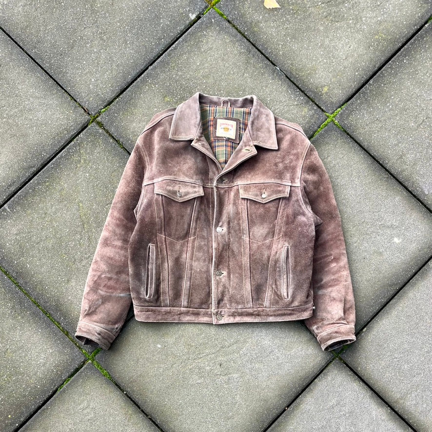 Vintage Brown Faded Diesel Suede Leather Jacket - L