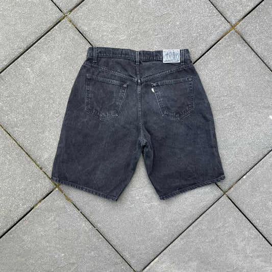 Vintage Black Levi's Silver Tab Baggy Jeans Shorts - 36