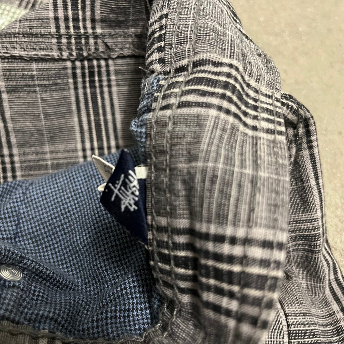 Grey Plaid Stüssy Shorts - M