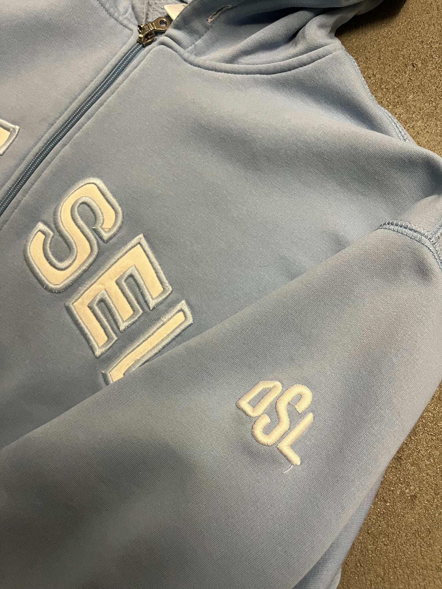Vintage Y2K Blue Diesel Spellout Zip Hoodie - L