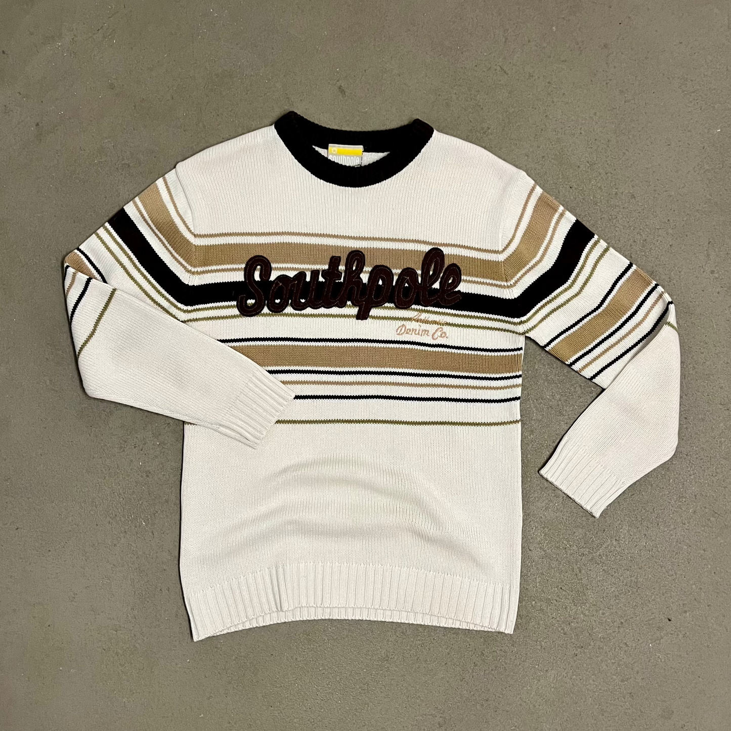 Vintage Y2K Beige Southpole Knit Sweater - L
