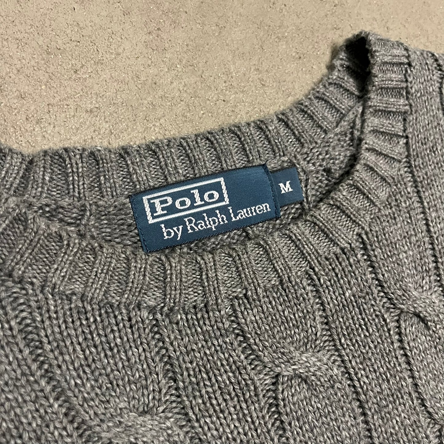 Grey Ralph Lauren Cable Knit Sweater - M
