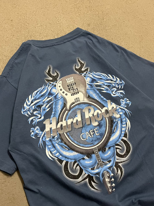 Vintage Y2K Blue Hard Rock Cafe Munich Dragon Tee - M