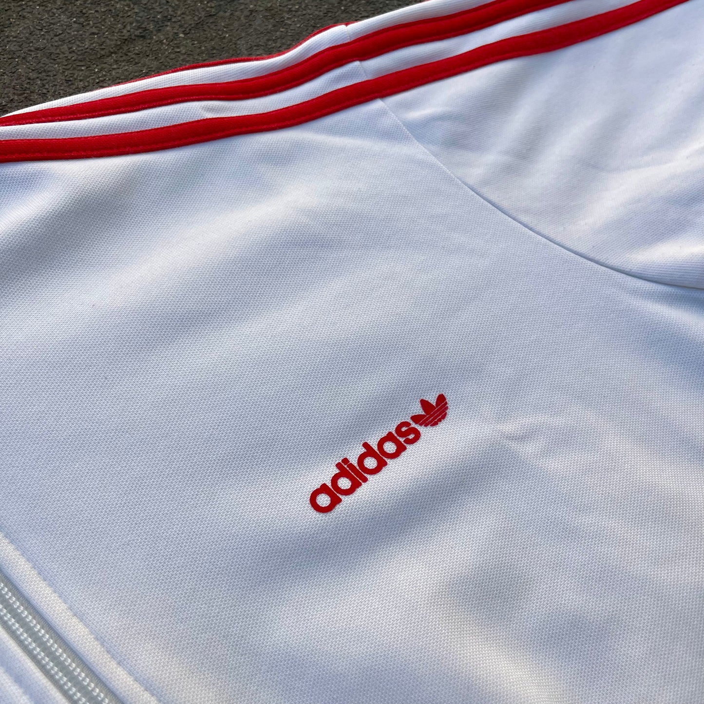 Vintage White Red Adidas Track Jacket - M