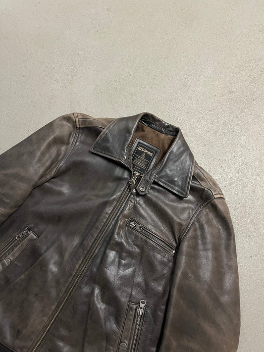 Vintage Brown Faded Redskins Leather Jacket - L