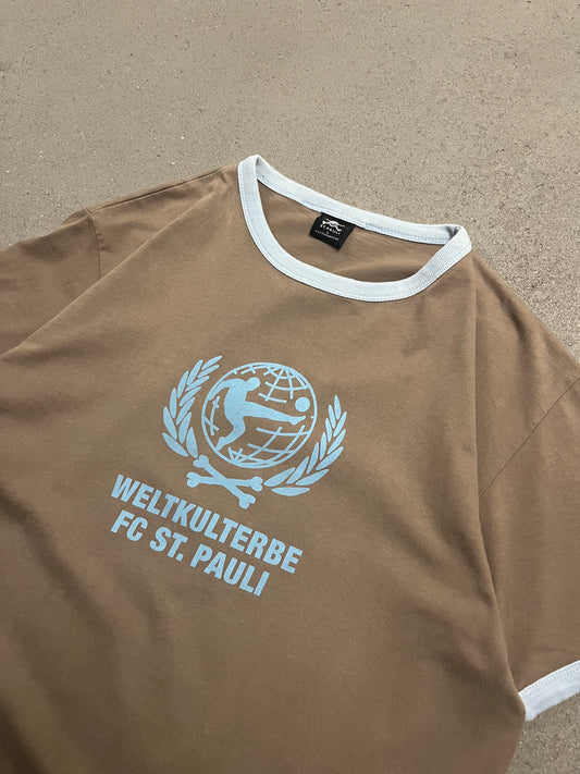 Vintage Brown Blue FC St Pauli Ringer Tee - M