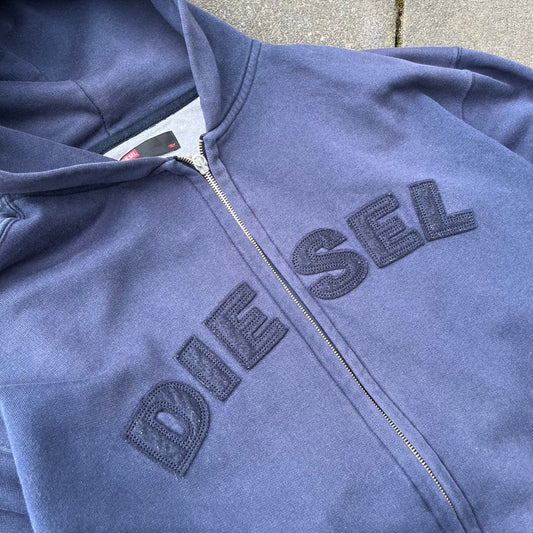 Vintage Blue Diesel Zip Hoodie - M