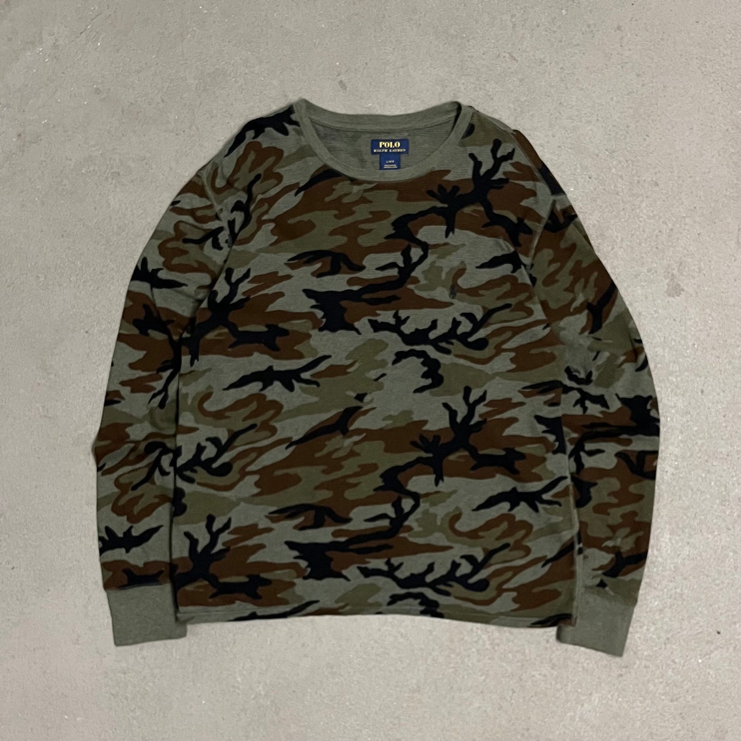 Green Camo Ralph Lauren Thermal Longsleeve - L