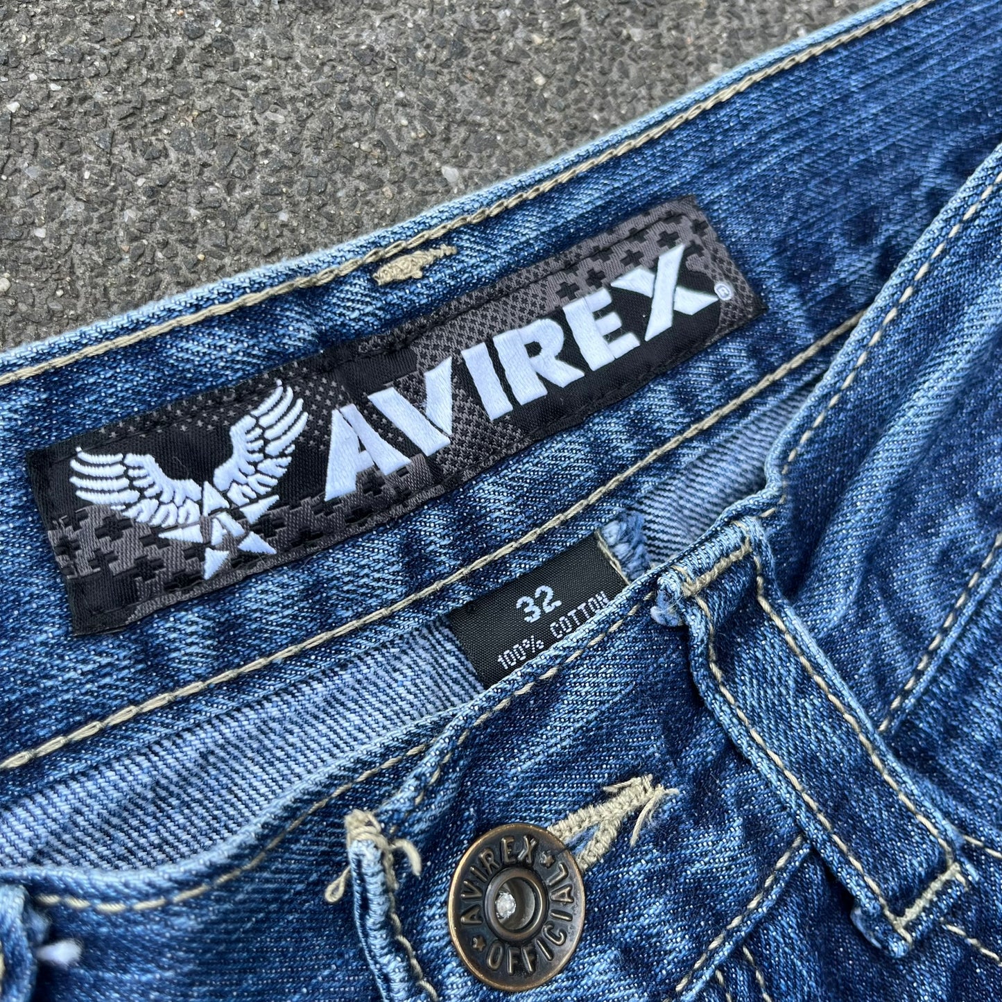 Vintage Blue Avirex Jeans Shorts - 32