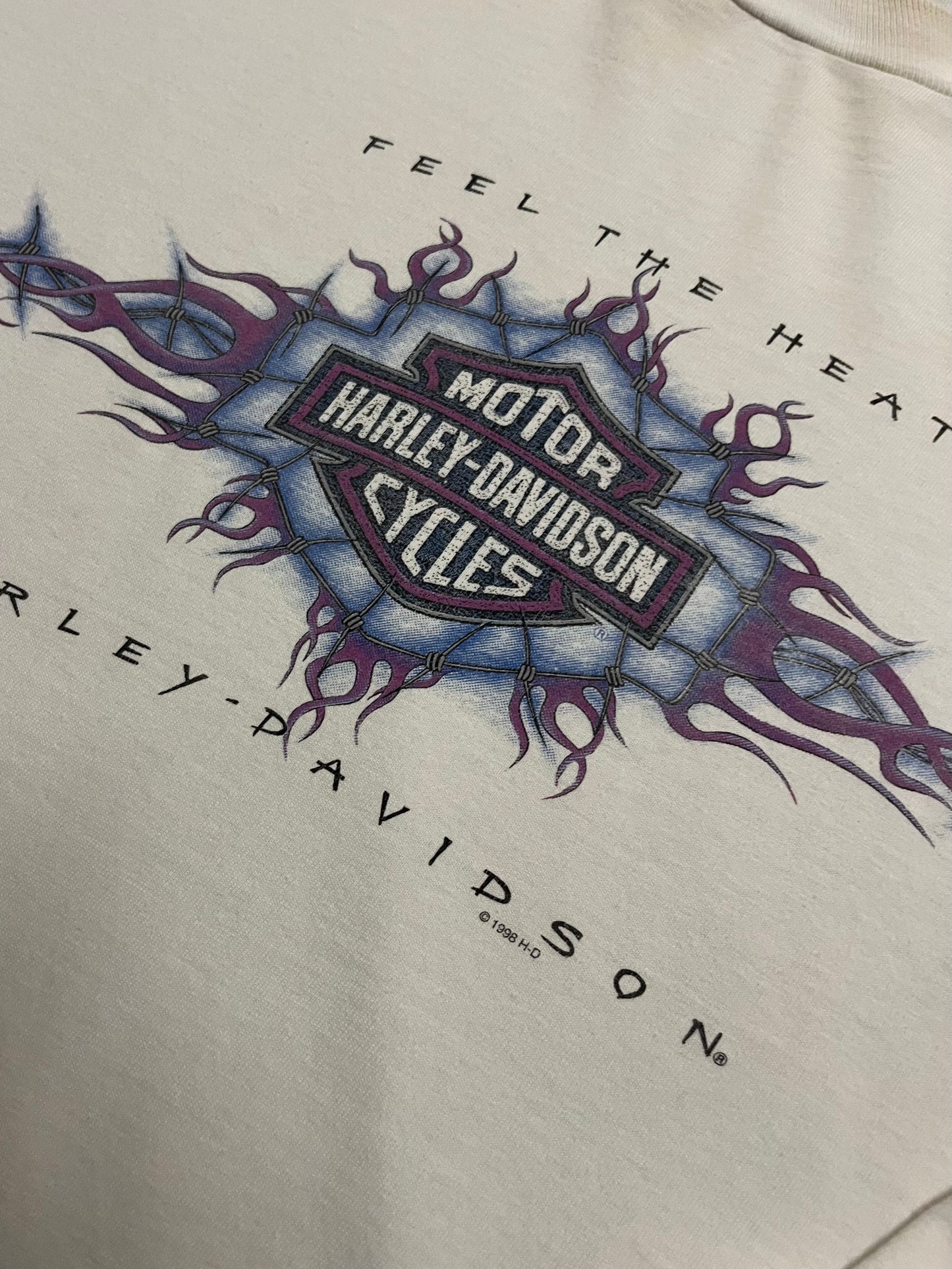 Vintage 1995 White Purple Harley Davidson Longsleeve - XL