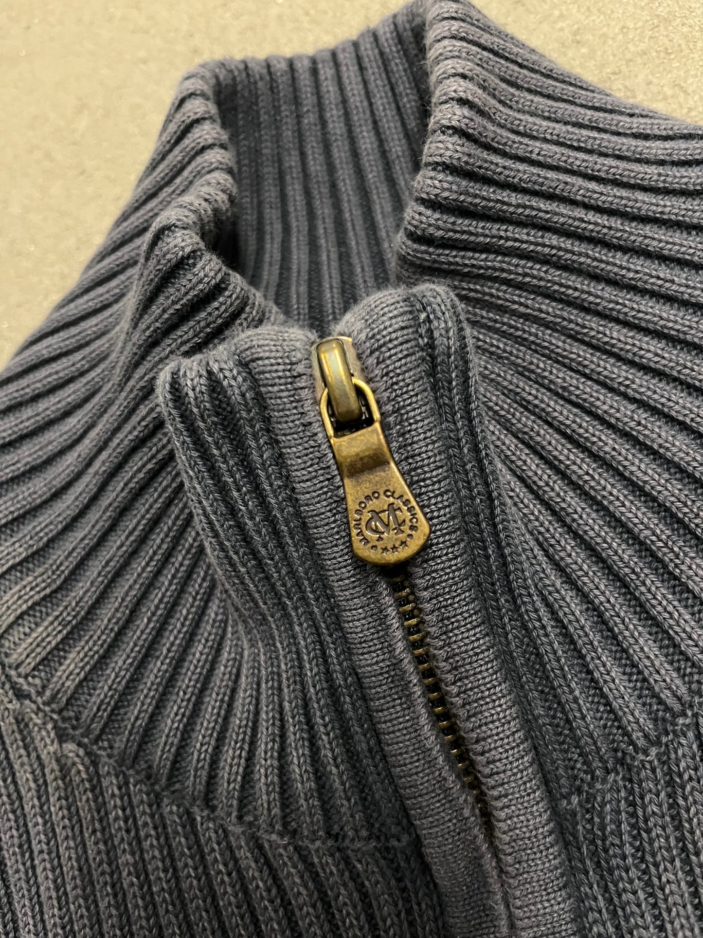 Vintage Blue Malboro Knit Quarter Zip - L
