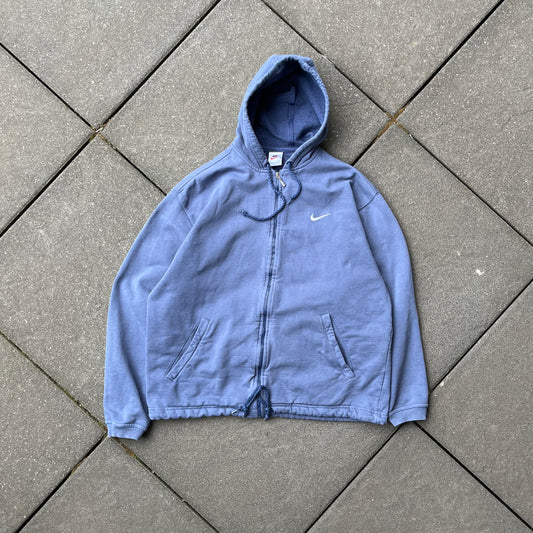 Vintage Blue Faded Nike Zip Hoodie - M