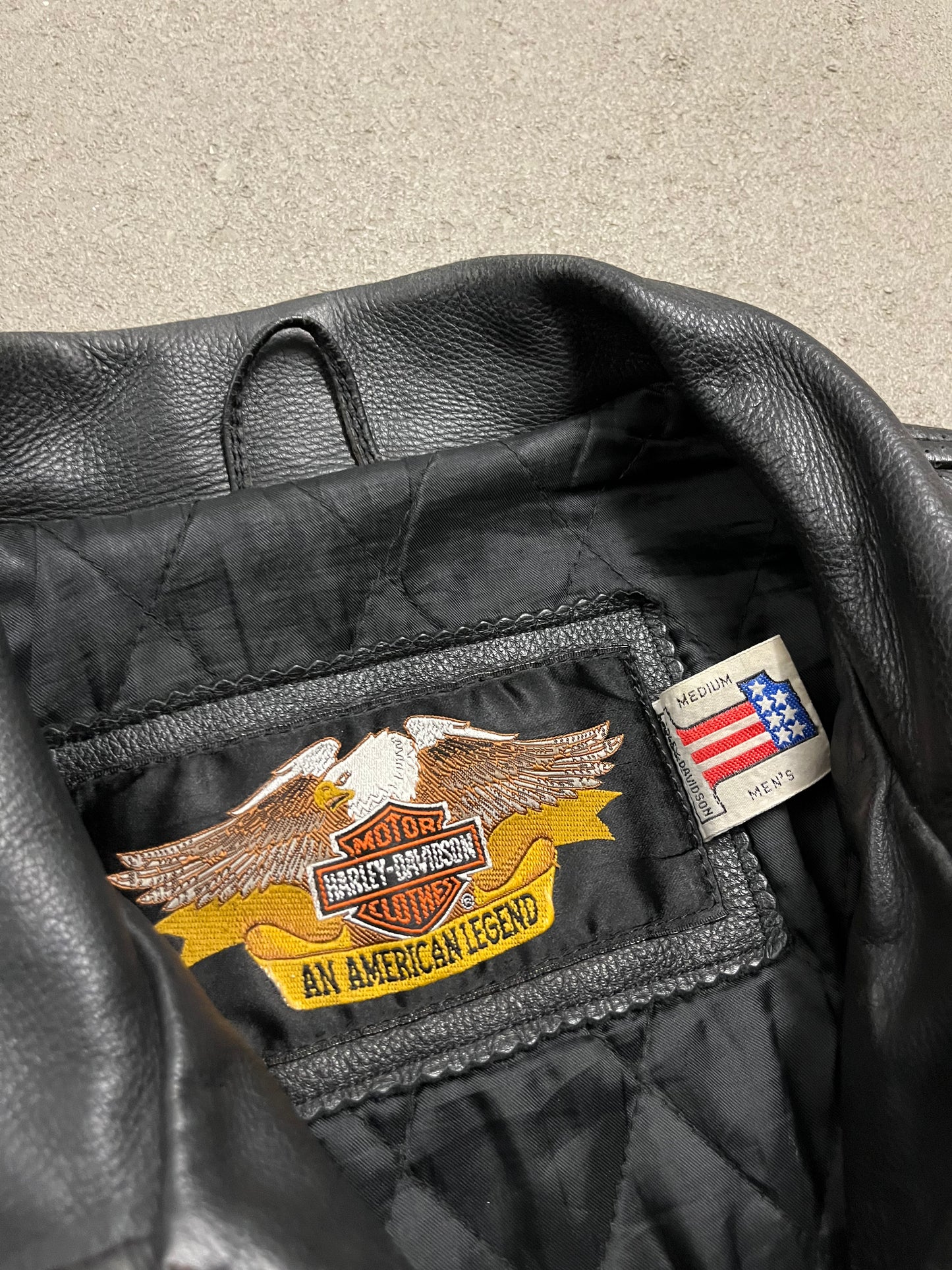 Vintage Black Red Harley Davidson Leather Jacket - M
