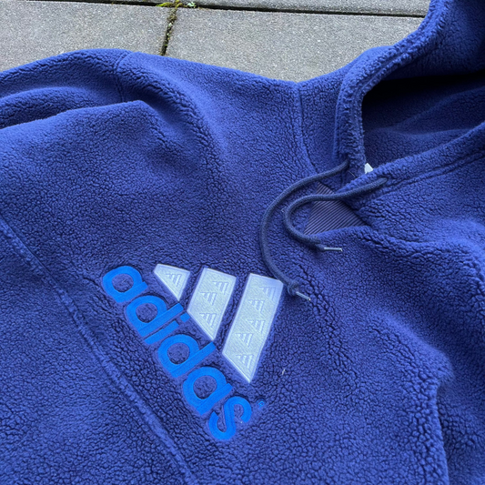 Vintage Blue Adidas Fleece Hoodie - L