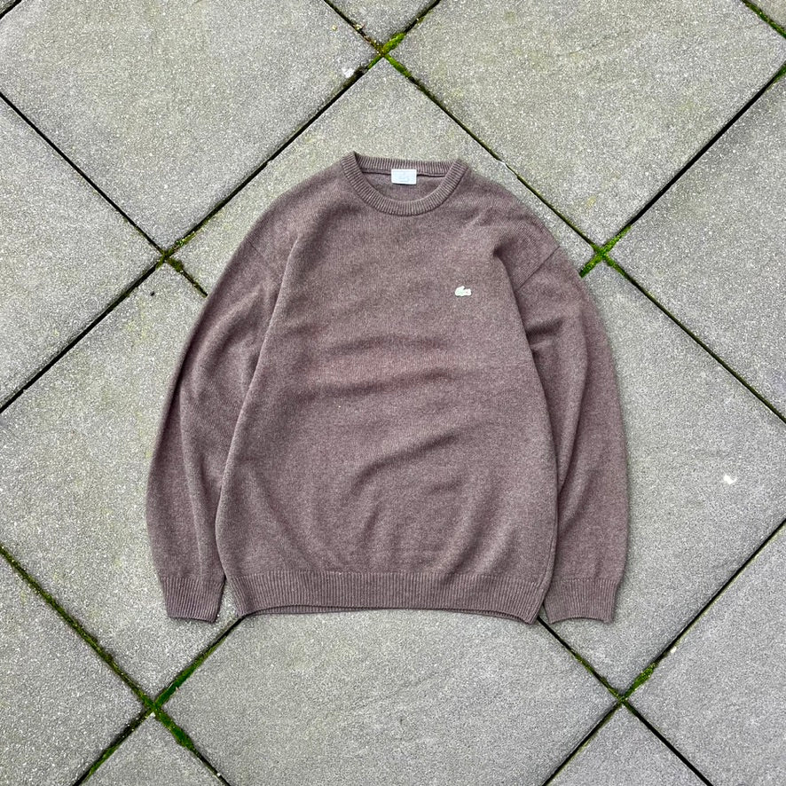 Vintage Brown Lacoste Knit Sweater  - L
