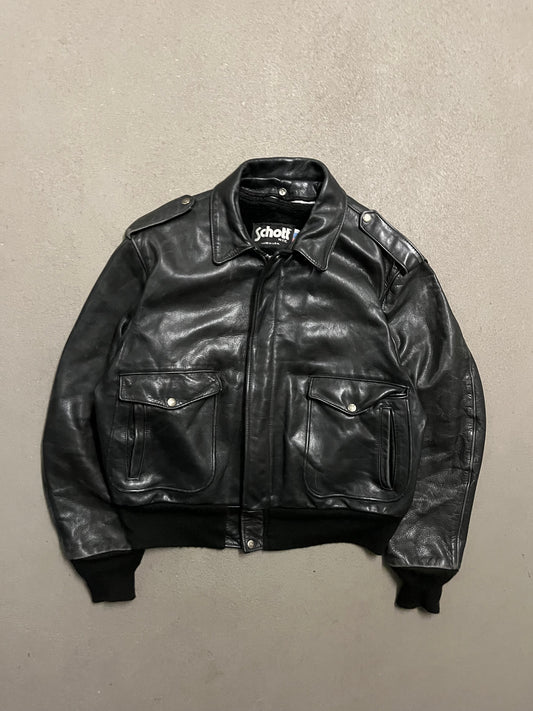 Vintage Black Schott Leather Jacket - L