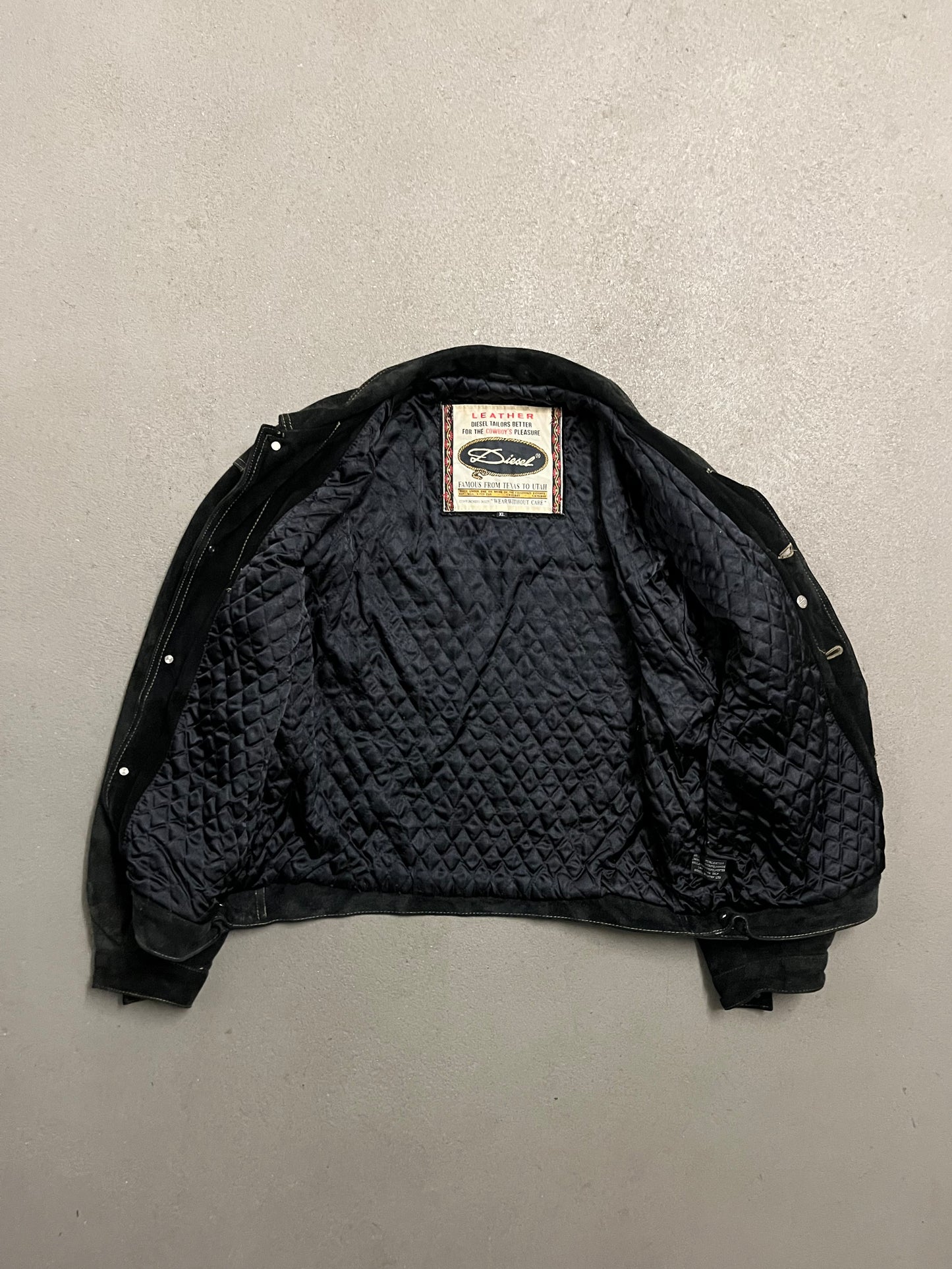 Vintage Black Diesel Suede Leather Jacket - L