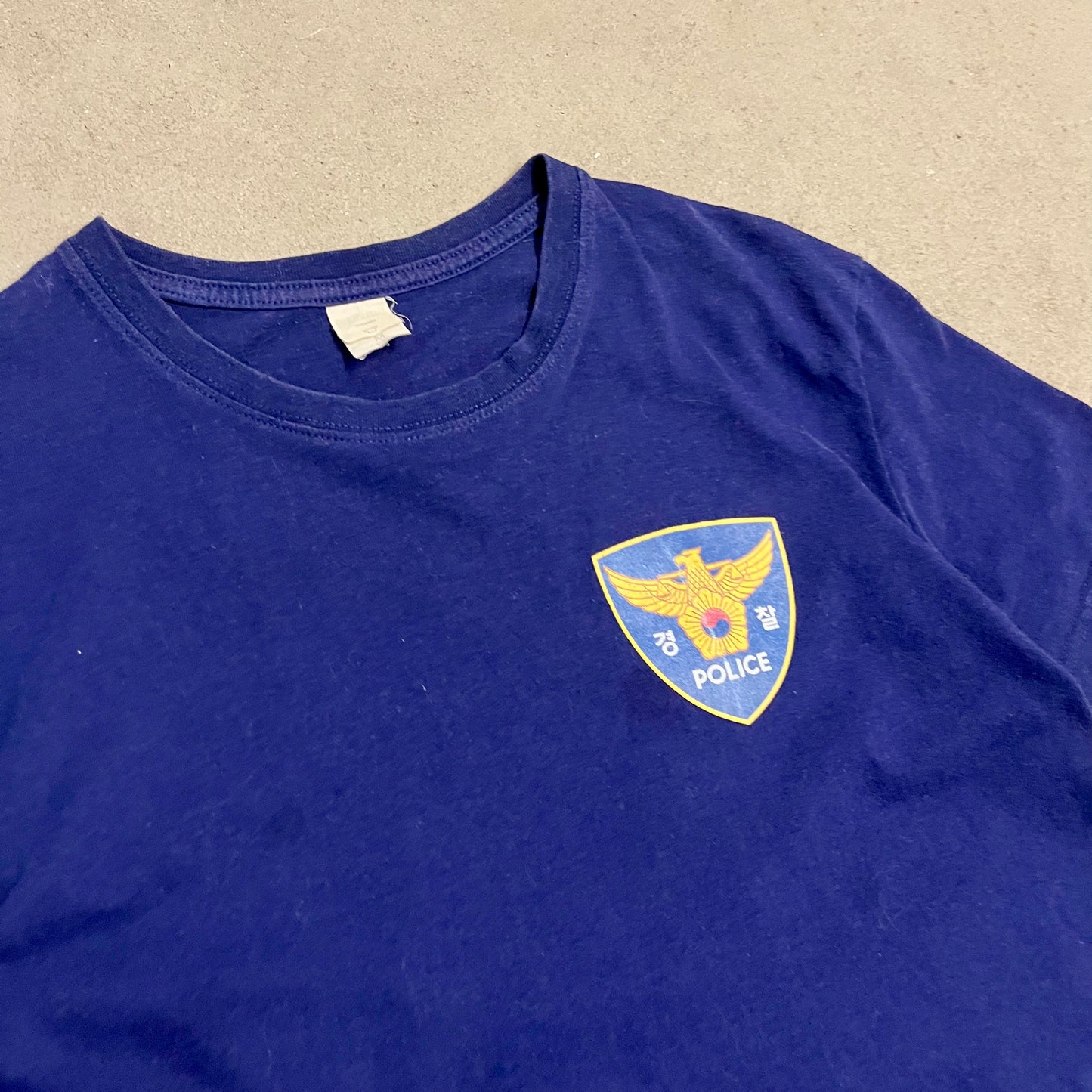 Vintage Blue Korean Police Tee - M