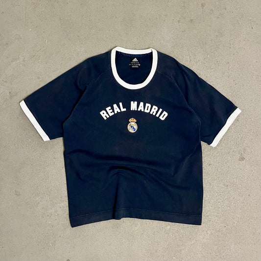 Vintage 2003 Blue Adidas Real Madrid Ringer Tee - M