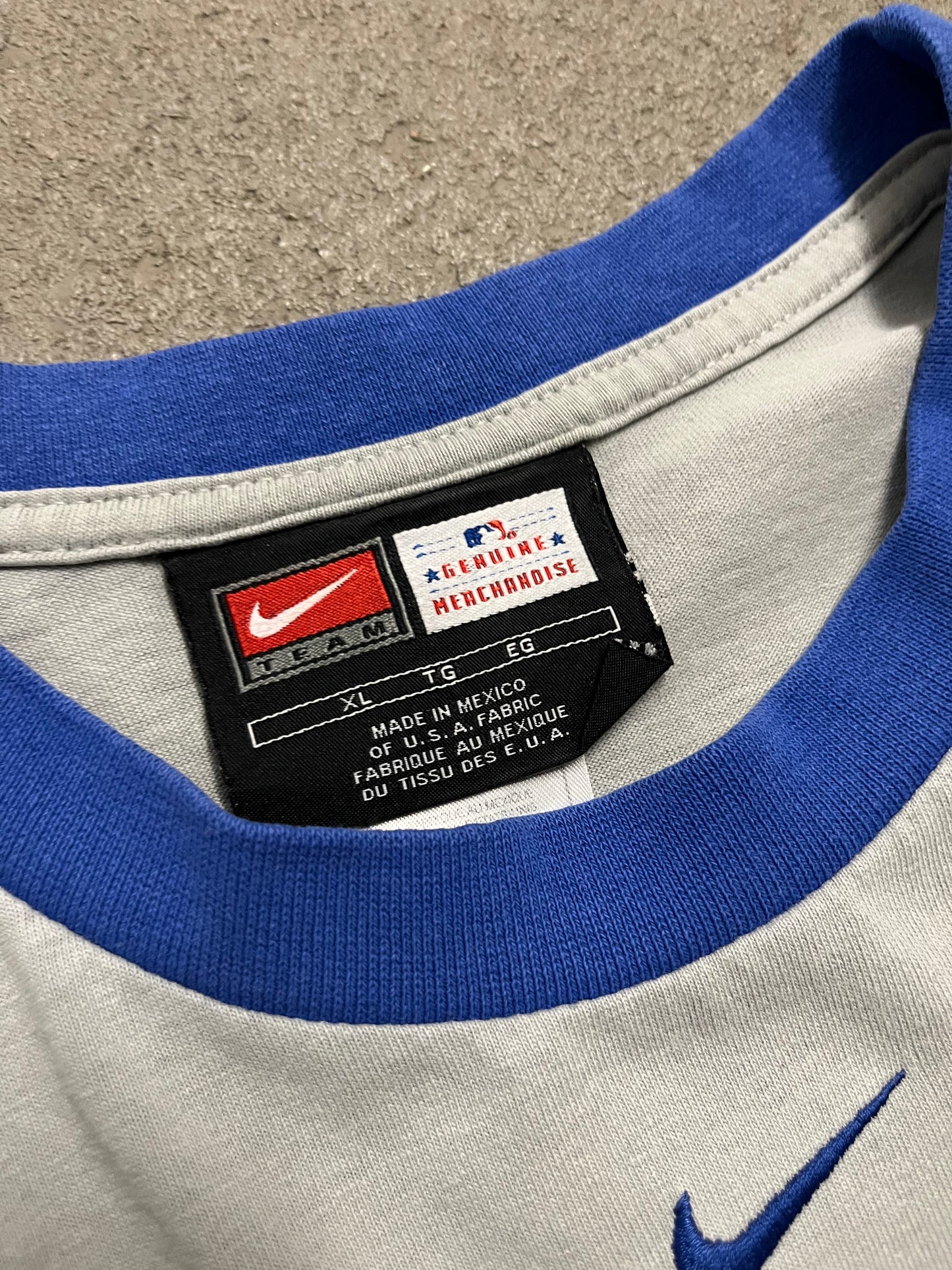 Vintage 90s Grey Blue Nike Mets Ringer Tee - XL