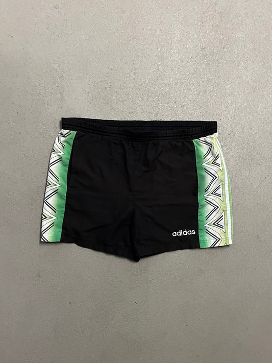 Vintage 90s Black Green Adidas Shorts - L