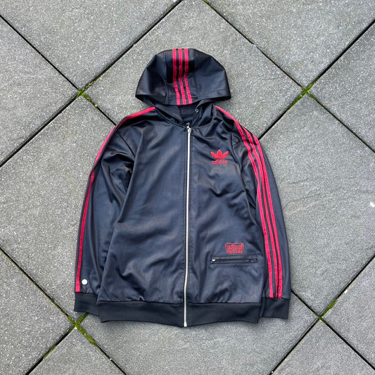 Vintage Black Red Adidas Chile62 Hooded Track Jacket - L