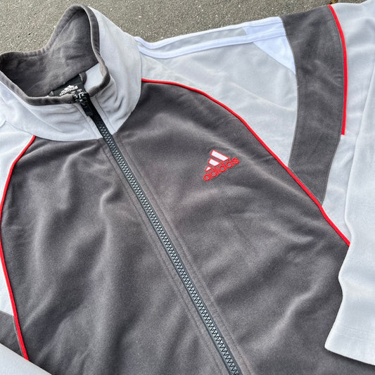 Vintage 2004 Grey Adidas Fleece Track Jacket - L