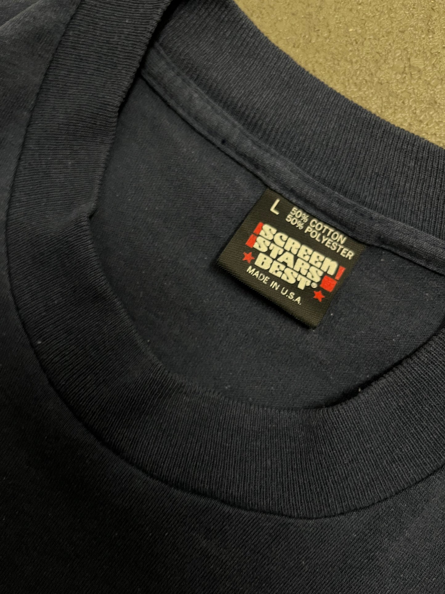 Vintage Blue Screenstars Memphis Tee Made in USA - L