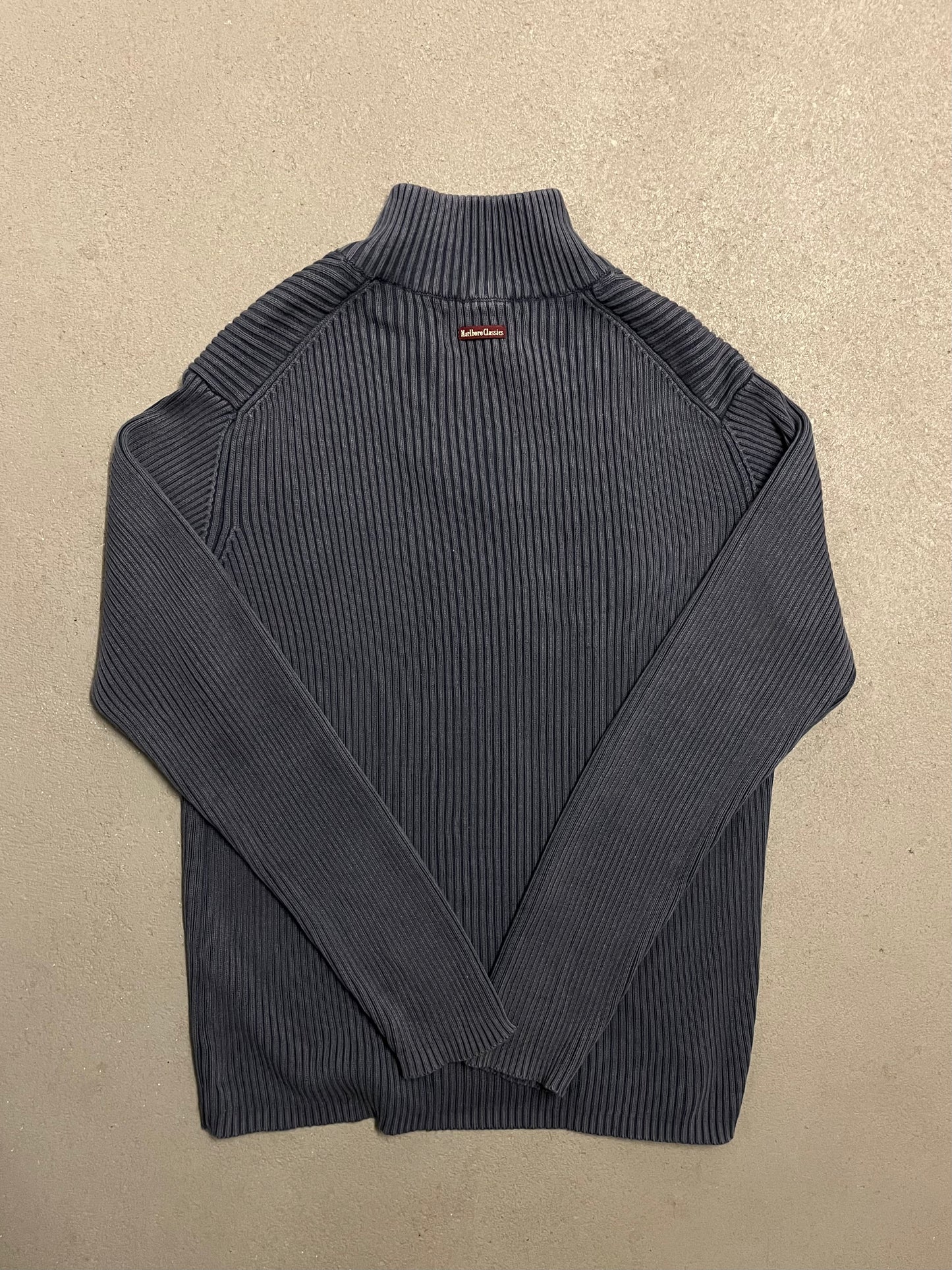 Vintage Blue Malboro Knit Quarter Zip - L