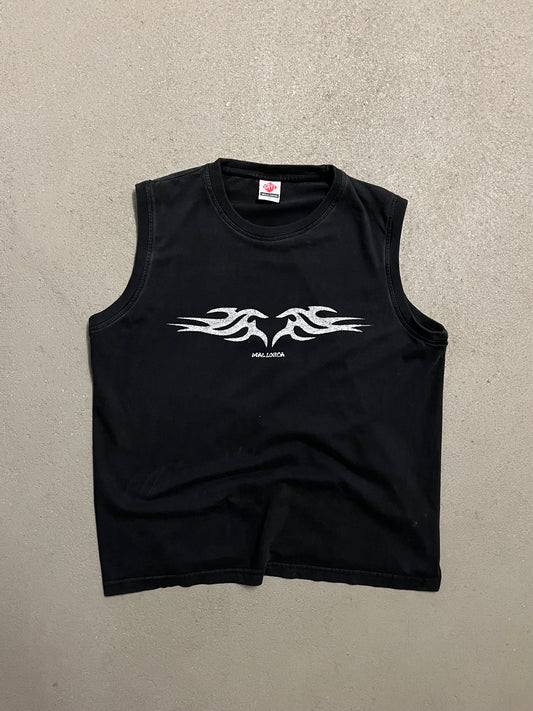 Vintage Y2K Black Mallorca Tribal Tank Top - M (W)