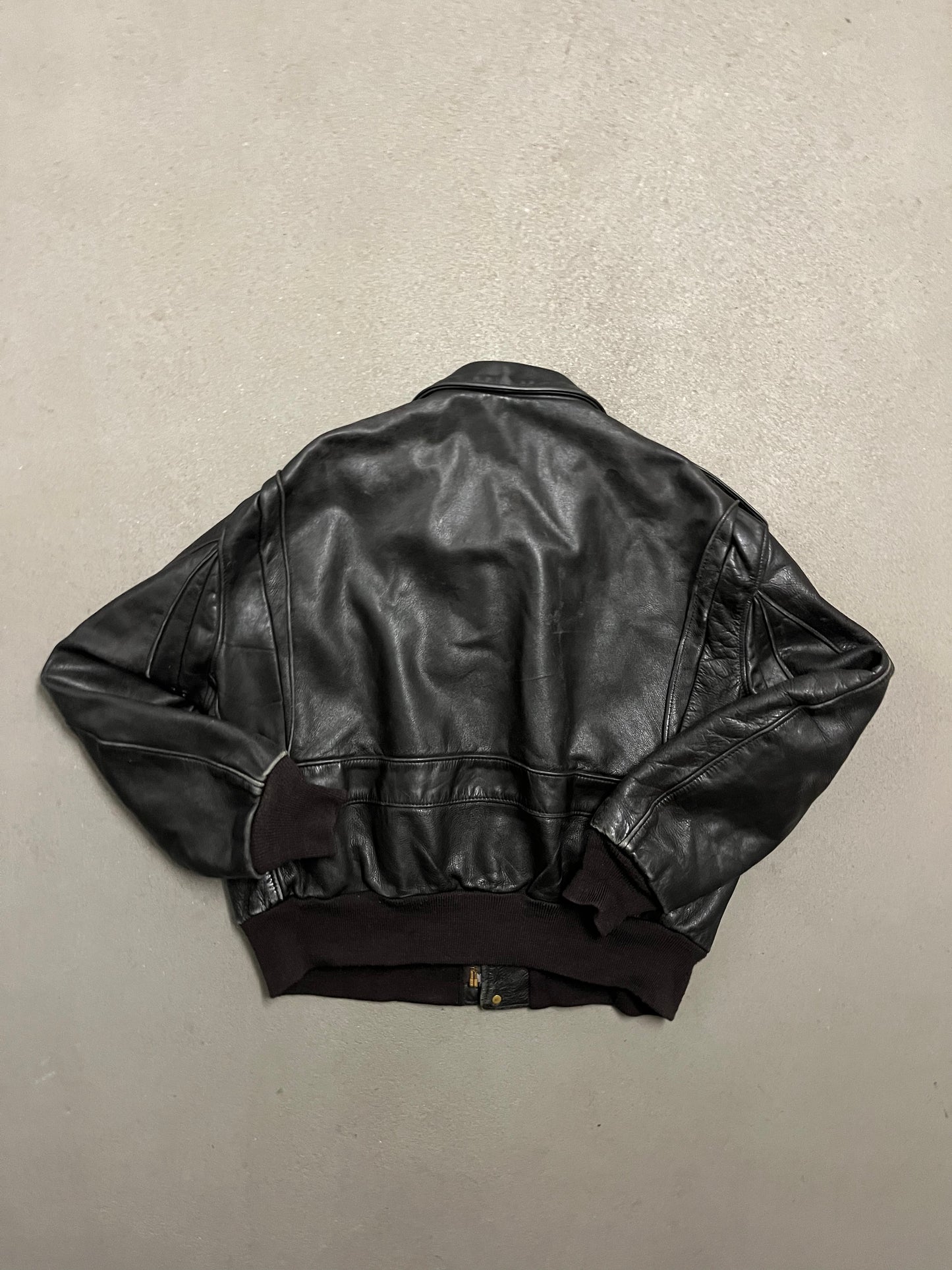 Vintage Brown Faded Schott Flight Leather Jacket - L
