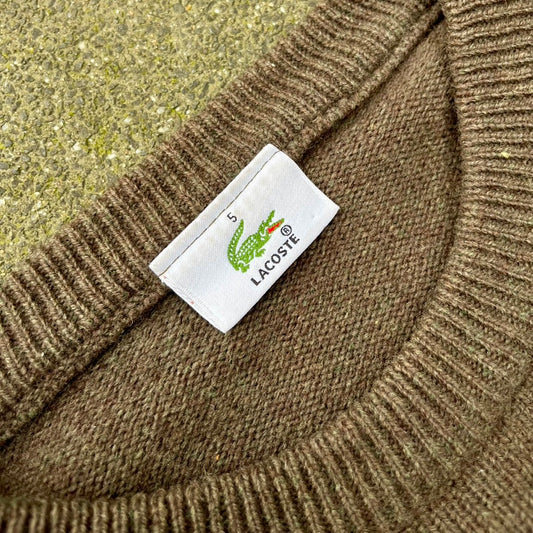 Vintage Brown Lacoste Knit Sweater  - L